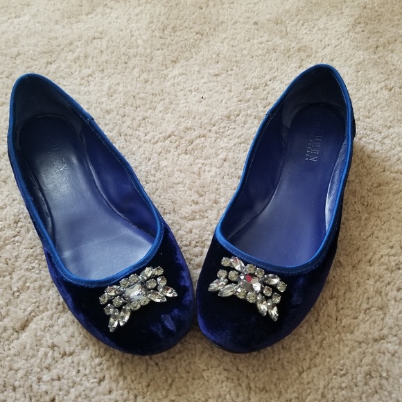 Lauren Ralph Lauren Shoes - Ralph Lauren Blue Velvet Gem Detail Flats